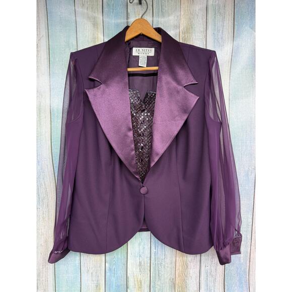 J.R. Nites Woman Two Piece Skirt Set Purple Size 16 Fancy Cruise Wedding Sequin - Picture 4 of 10